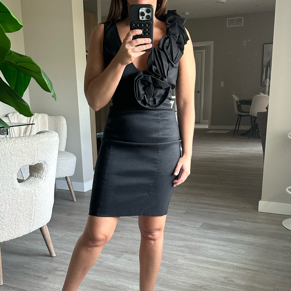 Cache Rosette Black Dress